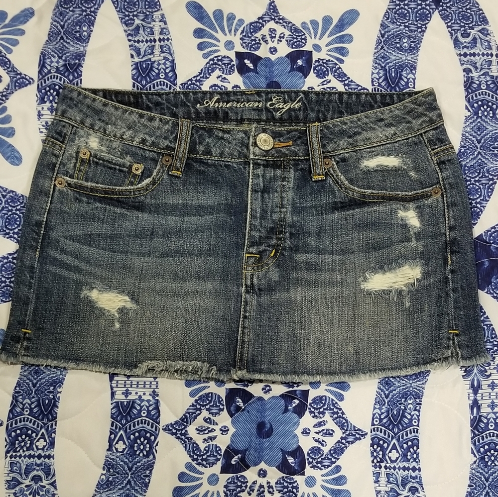 American eagle denim mini skirt size 2 distressed